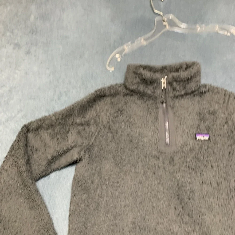 Patagonia Los Gatos Fleece Jacket Unisex Kids L 12 Gray Logo 1/4 Zip Mock Neck